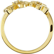 14K Yellow .07 CTW Natural Diamond Floral Ring