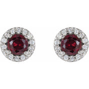 14K White 6 mm Lab-Grown Ruby & 1/4 CTW Natural Diamond Earrings