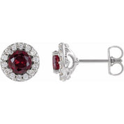 Sterling Silver 6 mm Lab-Grown Ruby & 1/4 CTW Natural Diamond Earrings