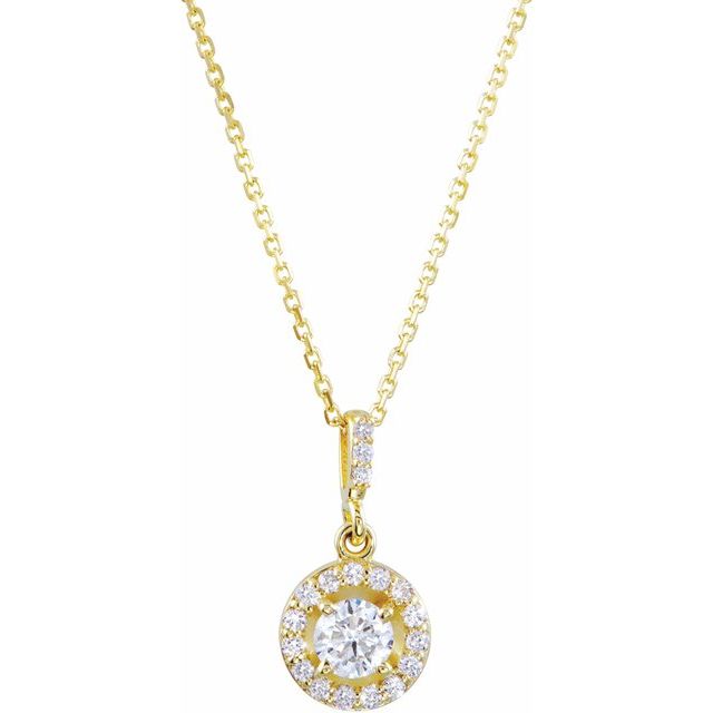 14K Lab-Grown Diamond 18" Necklace with Various Carat Weights in White and Yellow Gold