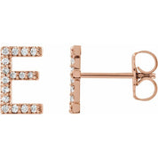 14K Rose 1/8 CTW Natural Diamond Initial E Earrings
