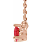 14K Rose Lab-Grown Ruby & 1/10 CTW Natural Diamond 16" Necklace