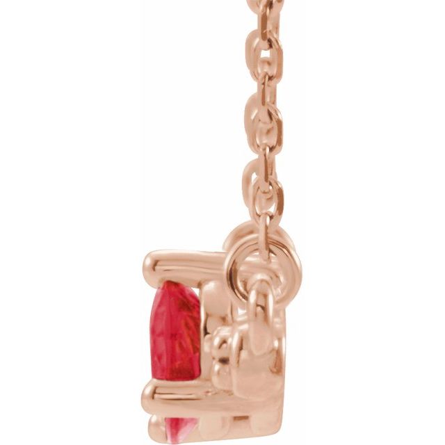 14K Rose Lab-Grown Ruby & 1/10 CTW Natural Diamond 16" Necklace