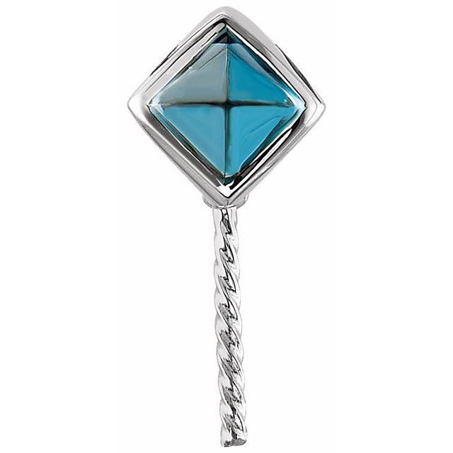 14K White Natural London Blue Topaz Semi-Set Pendant for 11 mm Pearl