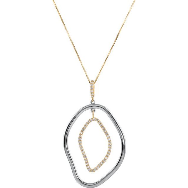 Sterling Silver & 14K Yellow 1/6 CTW Natural Diamond Open Silhouette Necklace - Motek Jewelry