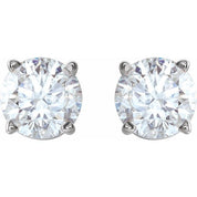 14K White 4 mm Natural White Sapphire Stud Earrings