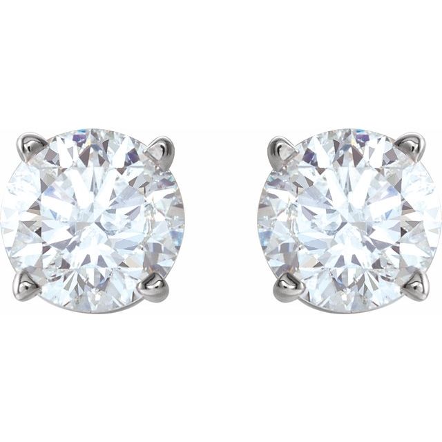 14K White 4 mm Natural White Sapphire Stud Earrings