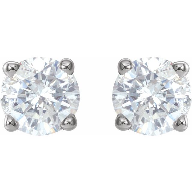 Sterling Silver 4.5 mm Imitation White Cubic Zirconia Stud Earrings