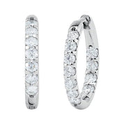 14K White 1 1/8 CTW Natural Diamond Inside-Outside Hinged 18.5 mm Hoop Earrings