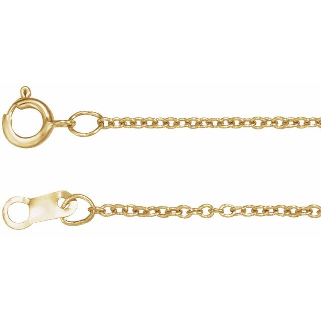 10K Yellow and White Gold 1 mm Cable Chain with Diamond-Cut Detailing, Premium Quality