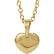14K Yellow .01 CT Natural Diamond Youth Heart 16" Necklace