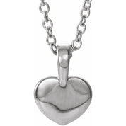 Platinum .01 CT Natural Diamond Youth Heart 16" Necklace