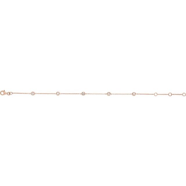 14K Rose 1/4 CTW Natural Diamond Bezel-Set 5-Station 5 1/2-7" Bracelet