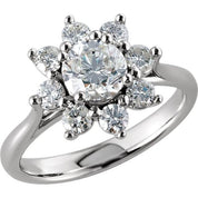 14K White 1 3/4 CTW Natural Diamond Cluster Ring