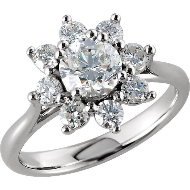 14K White 1 3/4 CTW Natural Diamond Cluster Ring