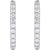 14K White 3 CTW Natural Diamond Inside-Outside Hinged 28.3 mm Hoop Earrings