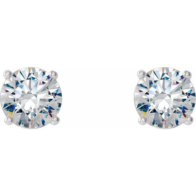 14K White 1 CTW Lab-Grown Diamond 4-Prong Stud Earrings
