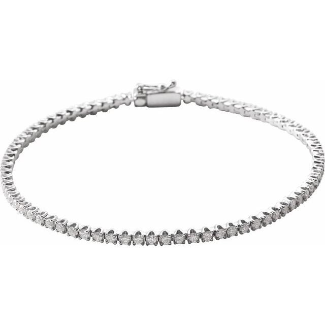 14K White 2 CTW Natural Diamond Line 7" Bracelet