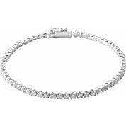 14K White 3 CTW Natural Diamond Line 7" Bracelet