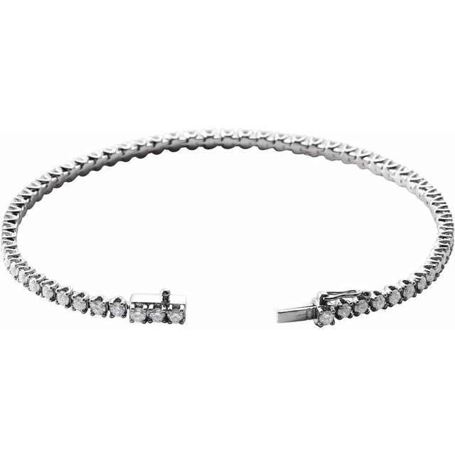 14K White 3 CTW Natural Diamond Line 7" Bracelet