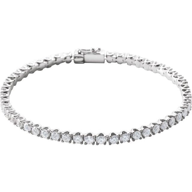 14K White 5 CTW Natural Diamond Line 7" Bracelet