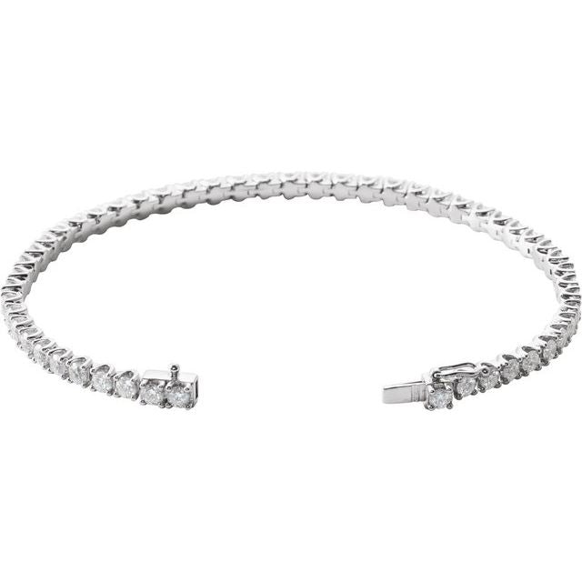 14K White 5 CTW Natural Diamond Line 7" Bracelet