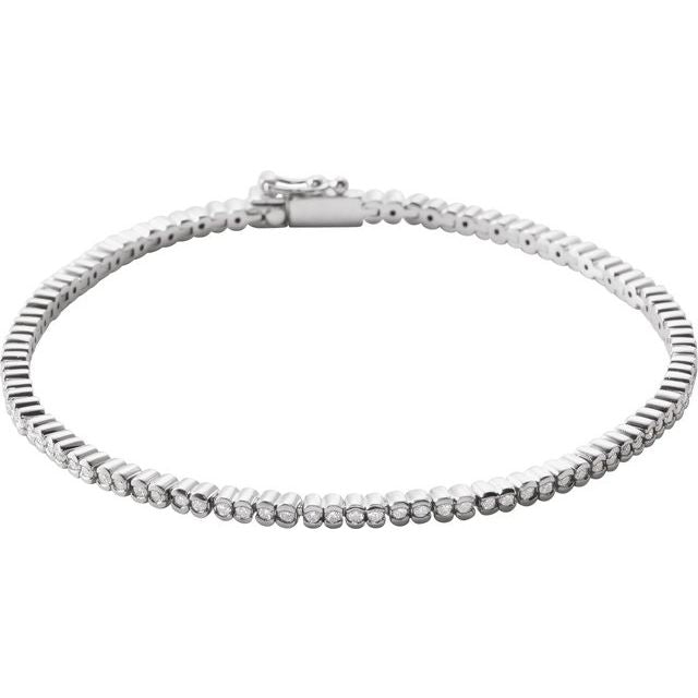 14K White 1 CTW Natural Diamond Line 7" Bracelet