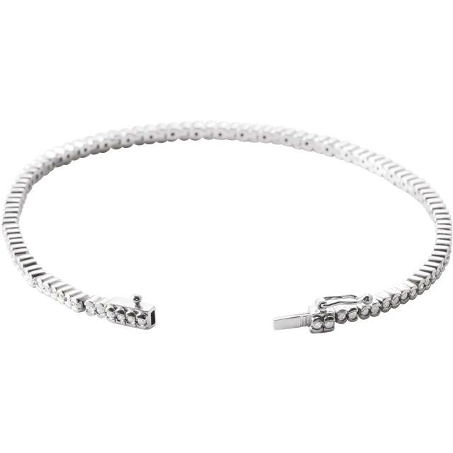 14K White 1 CTW Natural Diamond Line 7" Bracelet