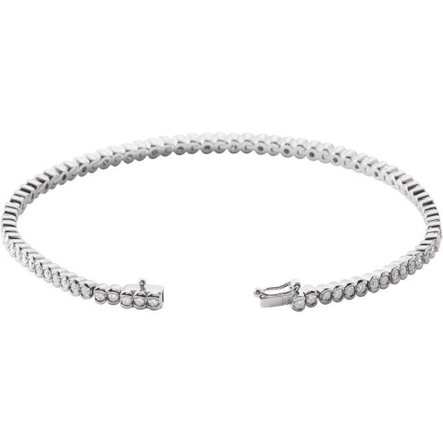 14K White 2 CTW Natural Diamond Line 7" Bracelet