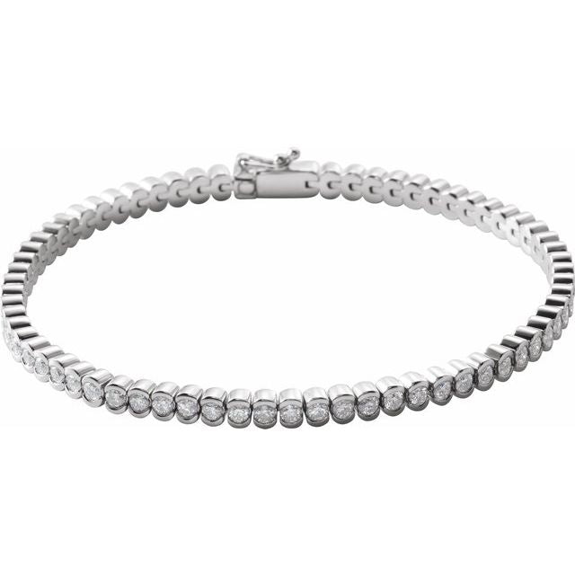 14K White 3 CTW Natural Diamond Line 7" Bracelet