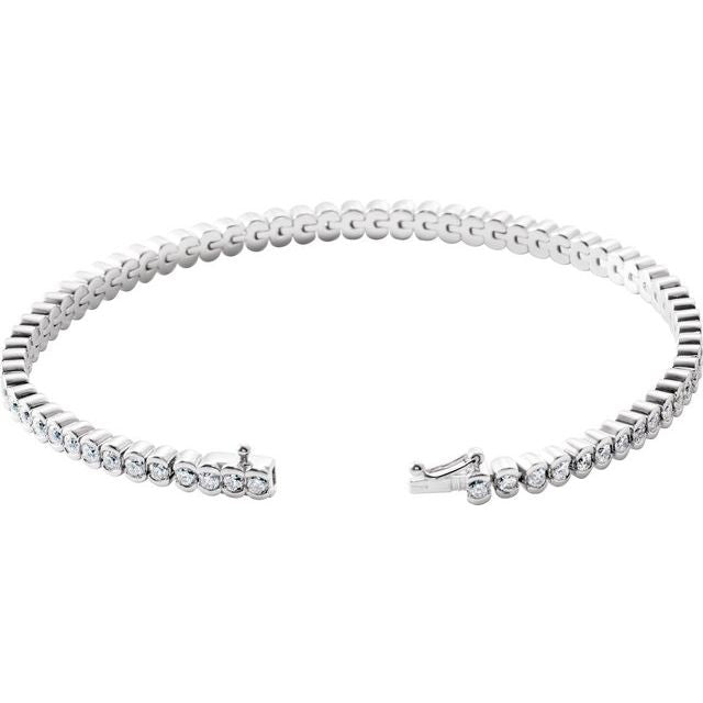 14K White 3 CTW Natural Diamond Line 7" Bracelet