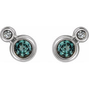 Sterling Silver 4 mm Lab-Grown Alexandrite & .06 CTW Natural Diamond Earrings