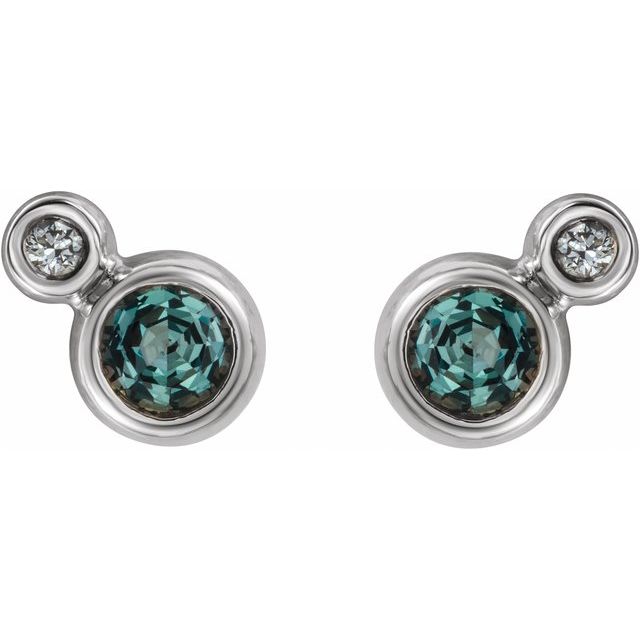 Sterling Silver 4 mm Lab-Grown Alexandrite & .06 CTW Natural Diamond Earrings