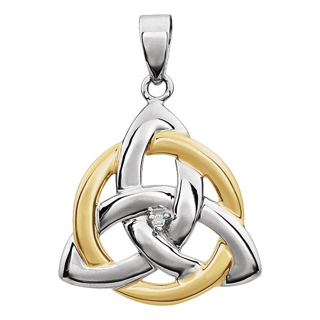 14K White/Yellow .004 CT Natural Diamond Celtic-Inspired Pendant