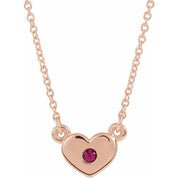 14K Rose Lab-Grown Ruby Heart 16" Necklace