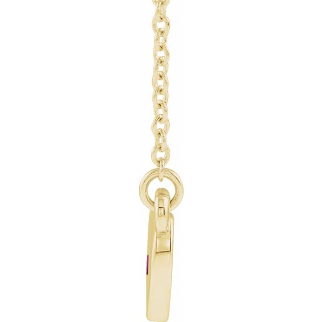 14K Yellow Lab-Grown Ruby Heart 16" Necklace