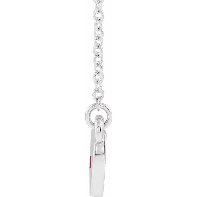Sterling Silver Lab-Grown Ruby Heart 16" Necklace