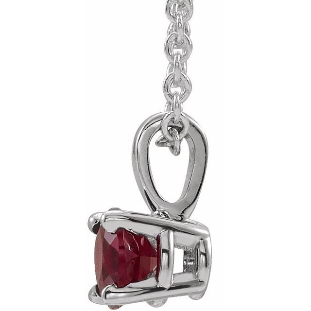 Sterling Silver 6 mm Imitation Ruby 16-18" Necklace
