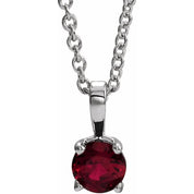 Sterling Silver 3 mm Imitation Ruby 16-18" Necklace