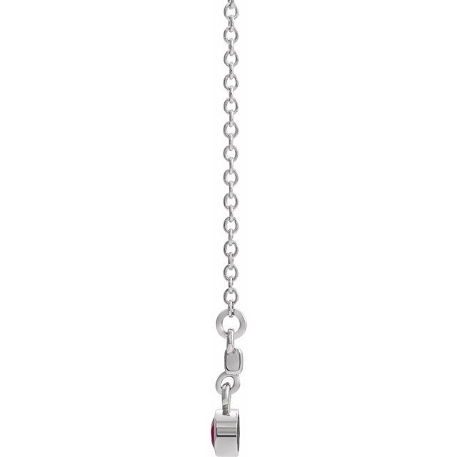 Sterling Silver Lab-Grown Ruby Bezel-Set Bar 16" Necklace