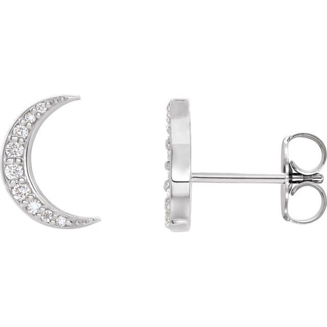 14K White Lab-Grown Crescent Moon Stud Earrings - Part Number LG600-P