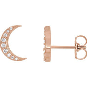 14K Rose 1/10 CTW Lab-Grown Crescent Moon Stud Earrings