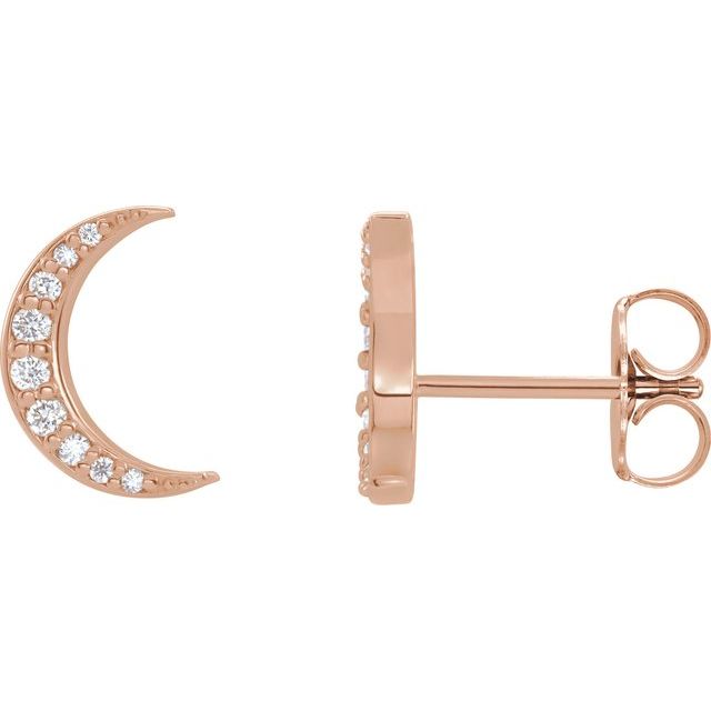 14K Rose 1/10 CTW Lab-Grown Crescent Moon Stud Earrings
