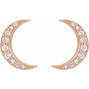 14K Rose 1/10 CTW Lab-Grown Crescent Moon Stud Earrings