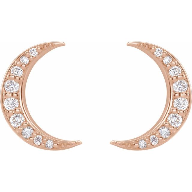 14K Rose 1/10 CTW Lab-Grown Crescent Moon Stud Earrings
