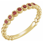 14K Yellow Natural Mozambique Garnet Stackable Ring