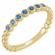 14K Yellow Natural Blue Sapphire Stackable Ring