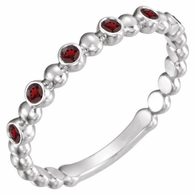 Sterling Silver Natural Mozambique Garnet Stackable Ring