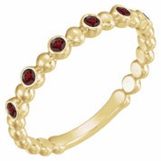 Natural and Lab-Grown Alternating Bead & Gemstone Stackable Ring 1/5 Carat