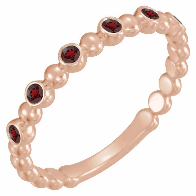14K Rose Natural Mozambique Garnet Stackable Ring